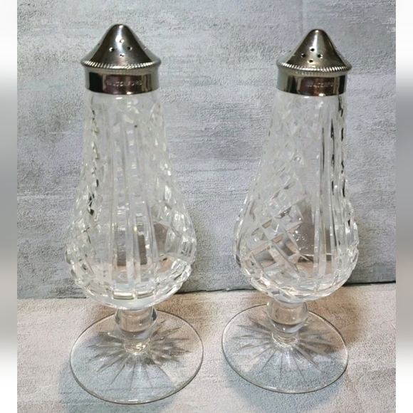 Waterford Footed Crystal Salt Pepper Shaker SetMarked Elegant EUC Glengarriff